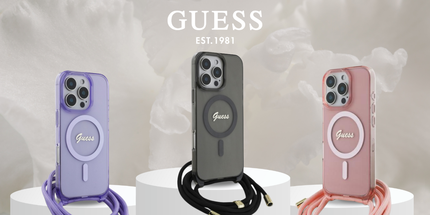 Guess GUHMP16LHCTSGNSP iPhone 16 Pro 6.3″ rožinis kietas dėklas Crossbody Cord Script MagSafe aprašymas - Prekės nuotrauka