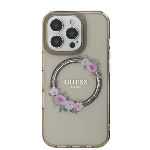 Guess GUHMP16LHFWFCK Apple iPhone 16 Pro 6.3″ juodos spalvos kietas dėklas IML Flowers Wreath MagSafe aprašymas - Prekės nuotrauka Guess GUHMP16LHFWFCK Apple iPhone 16 Pro 6.3″ juodos spalvos kietas dėklas IML Flowers Wreath MagSafe aprašymas - Prekės nuotrauka