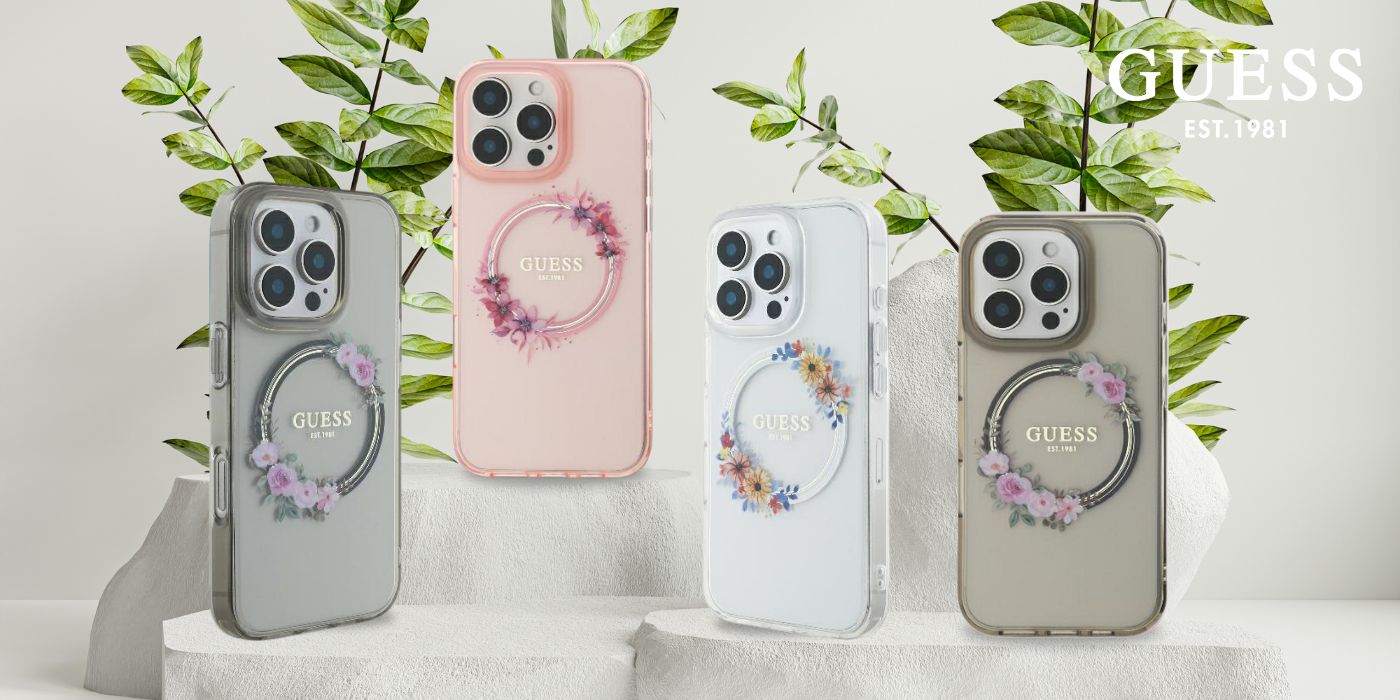 Guess GUHMP16LHFWFCT iPhone 16 Pro 6.3″ skaidrus kietas dėklas IML Flowers Wreath MagSafe aprašymas - Prekės nuotrauka