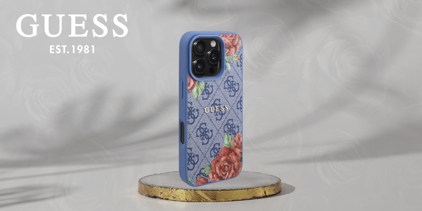 Guess GUHMP16LP4ROPEMCB iPhone 16 Pro 6,3 col. mėlynas kietas dėklas 4G Flowers Print MagSafe aprašymas - Prekės nuotrauka