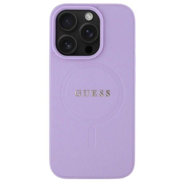Guess GUHMP16LPSAHMCU Apple iPhone 16 Pro 6.3" dėklas telefonui violetinės spalvos Saffiano MagSafe aprašymas - Prekės nuotrauka Guess GUHMP16LPSAHMCU Apple iPhone 16 Pro 6.3" dėklas telefonui violetinės spalvos Saffiano MagSafe aprašymas - Prekės nuotrauka