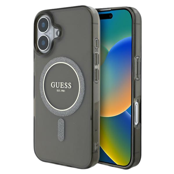 Guess GUHMP16MHFGEREK Apple iPhone 16 Plus 6.7″ juodos spalvos kietas dėklas IML Glitter Circle MagSafe aprašymas - Prekės nuotrauka Guess GUHMP16MHFGEREK Apple iPhone 16 Plus 6.7″ juodos spalvos kietas dėklas IML Glitter Circle MagSafe aprašymas - Prekės nuotrauka