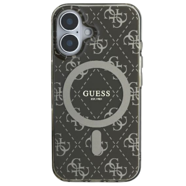 Guess GUHMP16SH4DTEW iPhone 16 6.1″ rudos spalvos kietas dėklas IML 4G Background MagSafe aprašymas - Prekės nuotrauka