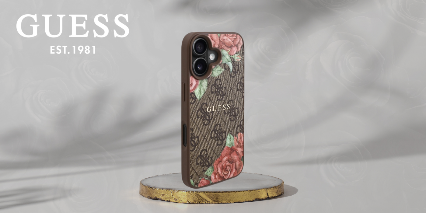 Guess GUHMP16SP4ROPEMCW iPhone 16 6.1″ rudos spalvos kietas dėklas 4G Flowers Print MagSafe aprašymas - Prekės nuotrauka