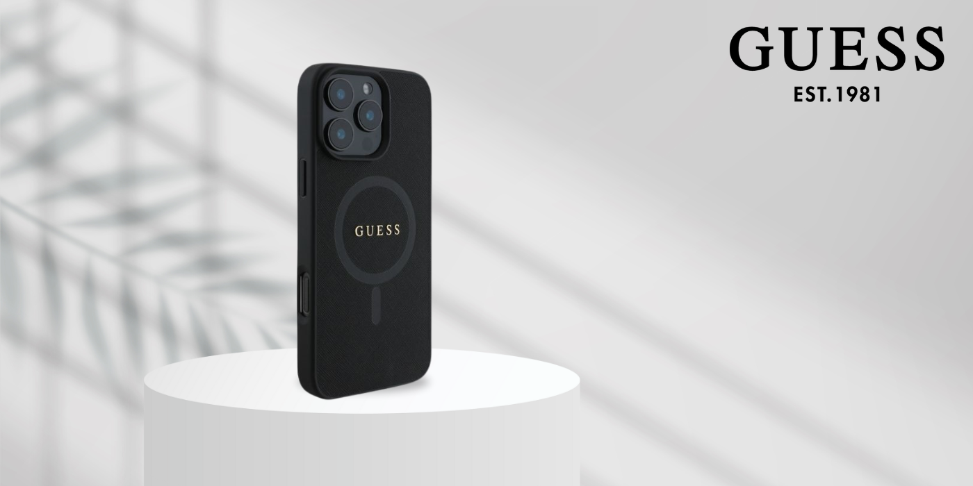 Guess GUHMP16SPSAHMCK Apple iPhone 16 6.1″ juodos spalvos kietas dėklas Saffiano Classic Logo MagSafe aprašymas - Prekės nuotrauka Guess GUHMP16SPSAHMCK Apple iPhone 16 6.1″ juodos spalvos kietas dėklas Saffiano Classic Logo MagSafe aprašymas - Prekės nuotrauka