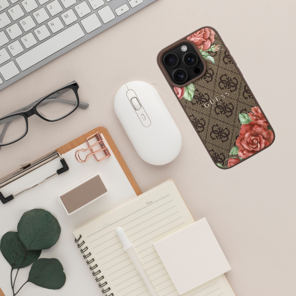 Guess GUHMP16XP4ROPEMCW iPhone 16 Pro Max 6.9″ rudos spalvos kietas dėklas 4G Flowers Print MagSafe aprašymas - Prekės nuotrauka