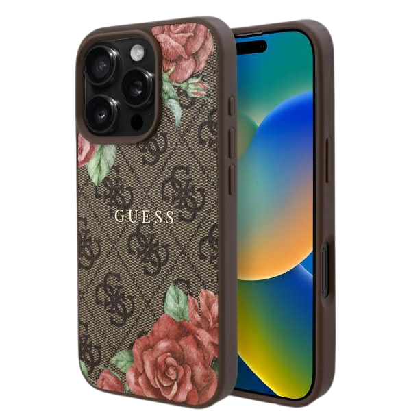 Guess GUHMP16XP4ROPEMCW iPhone 16 Pro Max 6.9″ rudos spalvos kietas dėklas 4G Flowers Print MagSafe aprašymas - Prekės nuotrauka
