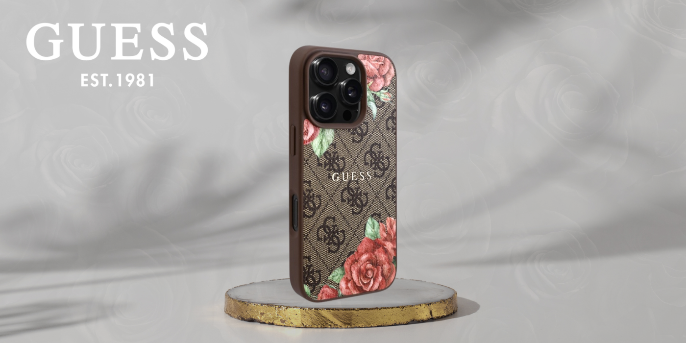 Guess GUHMP16XP4ROPEMCW iPhone 16 Pro Max 6.9″ rudos spalvos kietas dėklas 4G Flowers Print MagSafe aprašymas - Prekės nuotrauka