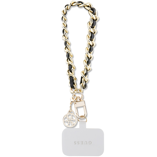 Guess GUOUCHSAMC4K Universal Hand Strap juodos spalvos Saffiano Chain 4G Charm aprašymas - Prekės nuotrauka