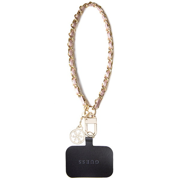 Guess GUOUCHSAMC4P Universal Hand Strap rožinės spalvos Saffiano Chain 4G Charm aprašymas - Prekės nuotrauka