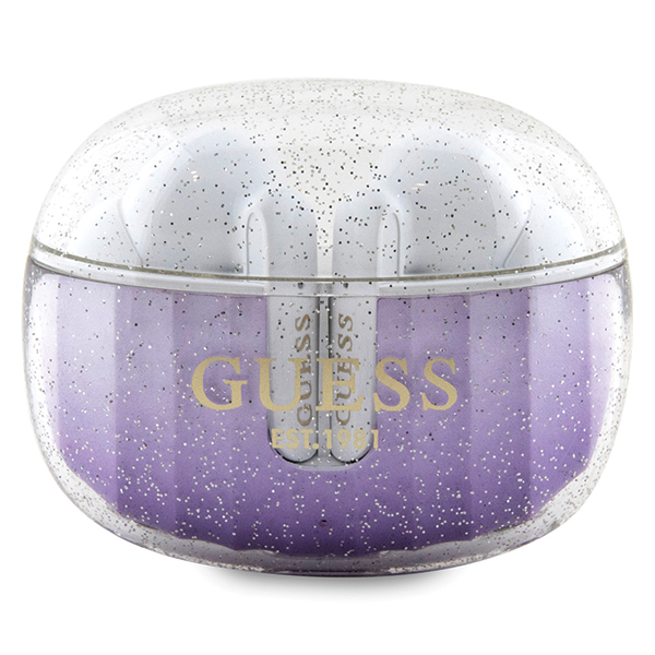 Guess GUTWSHDGKEEUTWS Bluetooth Ausinės + Dock violetinės spalvos Glitter Gradient aprašymas - Prekės nuotrauka