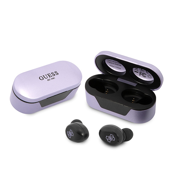 Guess GUTWST31EG TWS Bluetooth ausinės + docking station violetinės spalvos aprašymas - Prekės nuotrauka