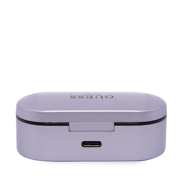 Guess GUTWST31EG TWS Bluetooth ausinės + docking station violetinės spalvos aprašymas - Prekės nuotrauka