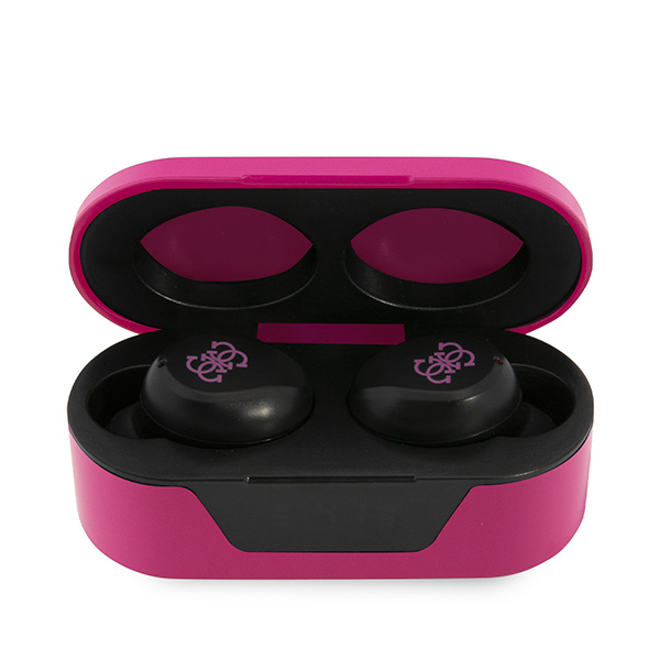 Guess GUTWST31EK TWS Bluetooth ausinės + magenta docking station aprašymas - Prekės nuotrauka