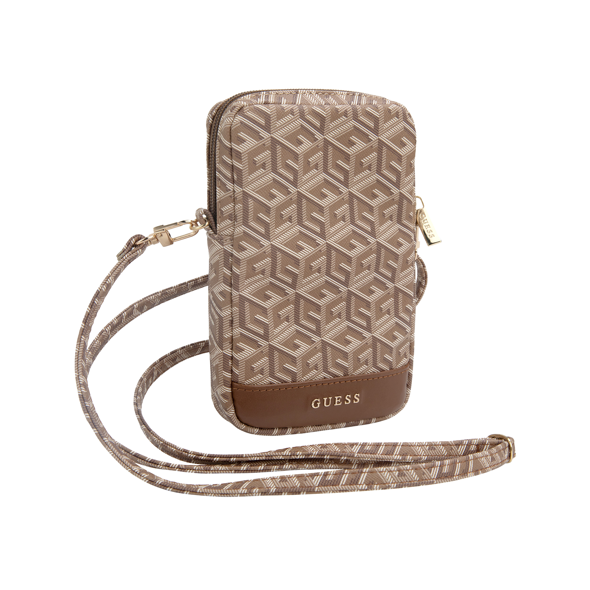 Guess Handbag GUWBZPGCSPGW rudos spalvos Zip GCube Bottom Stripe aprašymas - Prekės nuotrauka