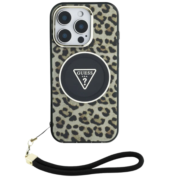 Guess HC IML Leopard Triangle Cord Strap Apple iPhone 16 Pro MagSafe dėklas telefonui aprašymas - Prekės nuotrauka Guess HC IML Leopard Triangle Cord Strap Apple iPhone 16 Pro MagSafe dėklas telefonui aprašymas - Prekės nuotrauka