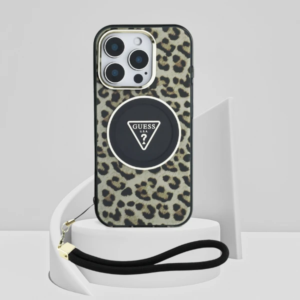 Guess HC IML Leopard Triangle Cord Strap Apple iPhone 16 Pro MagSafe dėklas telefonui aprašymas - Prekės nuotrauka Guess HC IML Leopard Triangle Cord Strap Apple iPhone 16 Pro MagSafe dėklas telefonui aprašymas - Prekės nuotrauka
