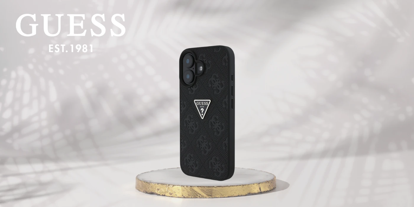 Guess Hot Stamp 4G Pattern Triangle Metal Logo Apple iPhone 16 dėklas telefonui juodos spalvos aprašymas - Prekės nuotrauka Guess Hot Stamp 4G Pattern Triangle Metal Logo Apple iPhone 16 dėklas telefonui juodos spalvos aprašymas - Prekės nuotrauka