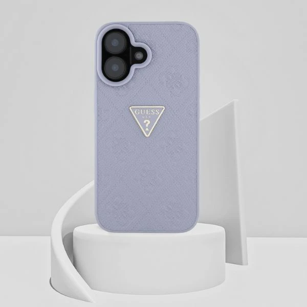 Guess Hot Stamp 4G Pattern Triangle Metal Logo Apple iPhone 16 dėklas telefonui violetinės spalvos aprašymas - Prekės nuotrauka Guess Hot Stamp 4G Pattern Triangle Metal Logo Apple iPhone 16 dėklas telefonui violetinės spalvos aprašymas - Prekės nuotrauka