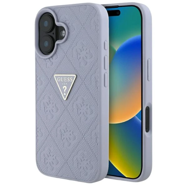 Guess Hot Stamp 4G Pattern Triangle Metal Logo Apple iPhone 16 dėklas telefonui violetinės spalvos aprašymas - Prekės nuotrauka Guess Hot Stamp 4G Pattern Triangle Metal Logo Apple iPhone 16 dėklas telefonui violetinės spalvos aprašymas - Prekės nuotrauka