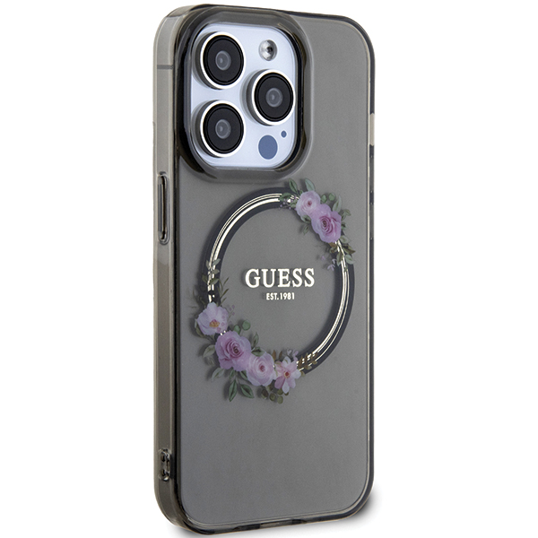 Guess IML Flowers Wreath MagSafe Apple iPhone 15 / 14 / 13 – dėklas telefonui juodos spalvos aprašymas - Prekės nuotrauka Guess IML Flowers Wreath MagSafe Apple iPhone 15 / 14 / 13 – dėklas telefonui juodos spalvos aprašymas - Prekės nuotrauka