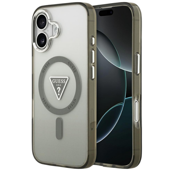 Guess IML Gradient Triangle Logo MagSafe dėklas skirtas Apple iPhone 17 khaki aprašymas - Prekės nuotrauka Guess IML Gradient Triangle Logo MagSafe dėklas skirtas Apple iPhone 17 khaki aprašymas - Prekės nuotrauka