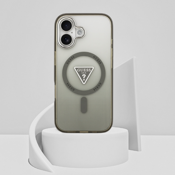 Guess IML Gradient Triangle Logo MagSafe dėklas skirtas Apple iPhone 17 khaki aprašymas - Prekės nuotrauka Guess IML Gradient Triangle Logo MagSafe dėklas skirtas Apple iPhone 17 khaki aprašymas - Prekės nuotrauka