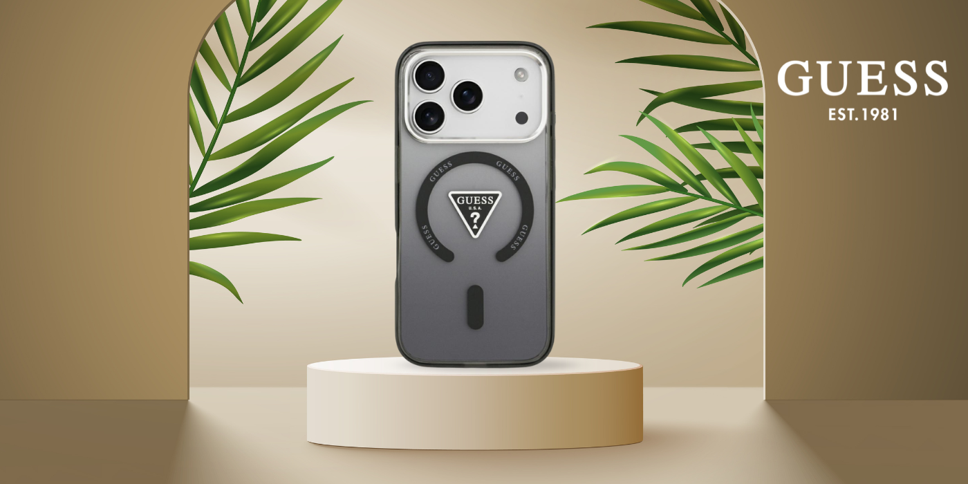 Guess IML Gradient Triangle Logo MagSafe dėklas, skirtas iPhone 18 Pro Max / iPhone 17 Pro Max – Juodas aprašymas - Prekės nuotrauka