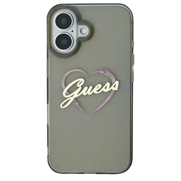 Guess IML Heart Apple iPhone 16 Plus - dėklas telefonui juodos spalvos aprašymas - Prekės nuotrauka