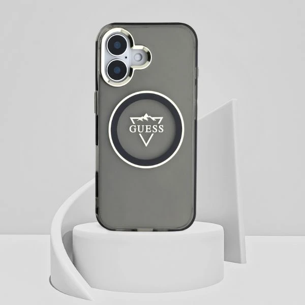 Guess IML Metal Mountain Logo MagSafe Apple iPhone 16 dėklas telefonui juodos spalvos aprašymas - Prekės nuotrauka Guess IML Metal Mountain Logo MagSafe Apple iPhone 16 dėklas telefonui juodos spalvos aprašymas - Prekės nuotrauka