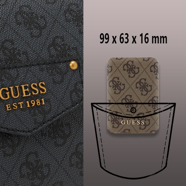 Guess indukcinis išorinis akumuliatorius 15W GUPB5FP4EMGW 5000mAh rudos spalvos 4G Leather Metal Logo MagSafe aprašymas - Prekės nuotrauka