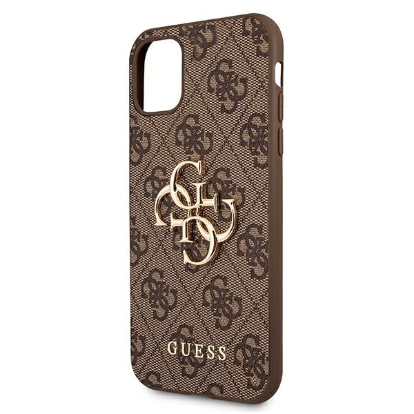 Guess iPhone 11 / XR iš 4G Big Metal Logo serijos – rudos spalvos telefono dėklas aprašymas - Prekės nuotrauka