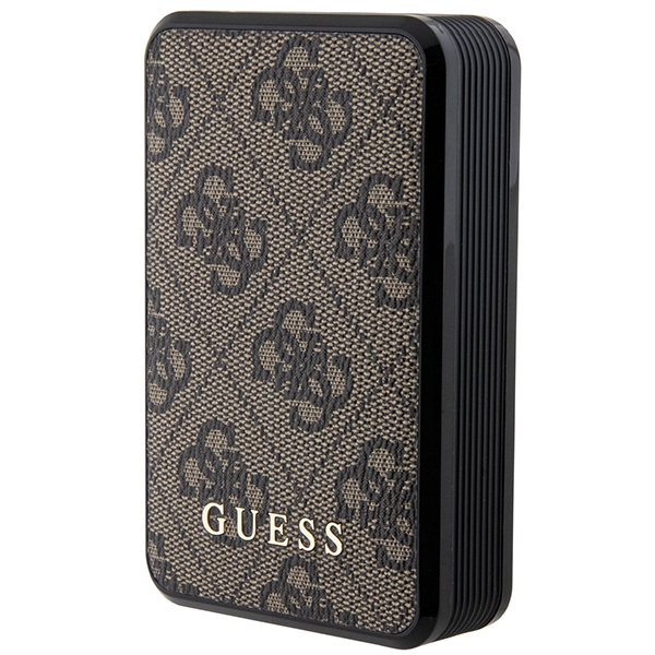 Guess išorinė baterija 18W GUPB10DP4GEGW 10000mAh ruda 4G Leather Metal Logo aprašymas - Prekės nuotrauka