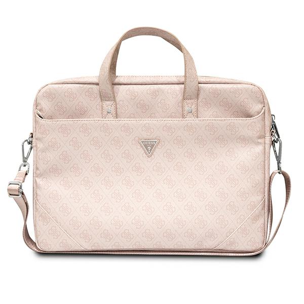 Guess kompiuterio krepšys GUCB15P4TP 16″ rožinės spalvos Saffiano 4G Triangle Logo aprašymas - Prekės nuotrauka