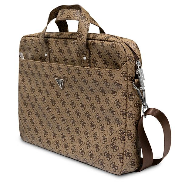 Guess kompiuterio krepšys GUCB15P4TW 16″ rudos spalvos Saffiano 4G Triangle Logo aprašymas - Prekės nuotrauka