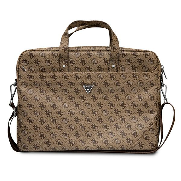 Guess kompiuterio krepšys GUCB15P4TW 16″ rudos spalvos Saffiano 4G Triangle Logo aprašymas - Prekės nuotrauka