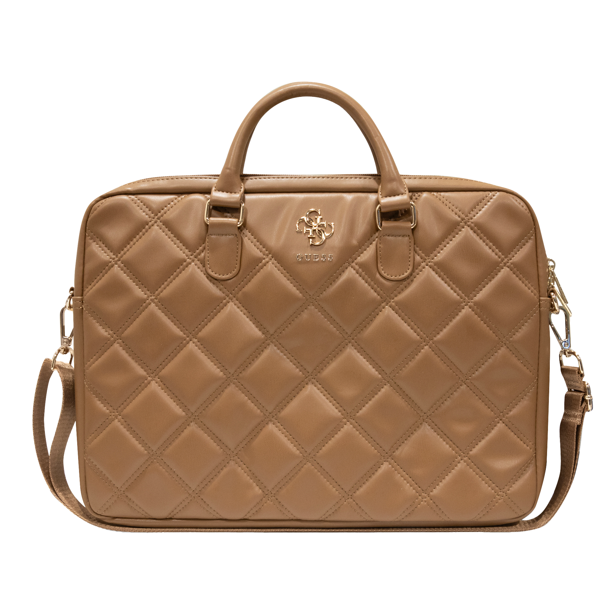 Guess kompiuterio krepšys GUCB15ZPSQSSGW 16″ rudos spalvos Quilted 4G aprašymas - Prekės nuotrauka