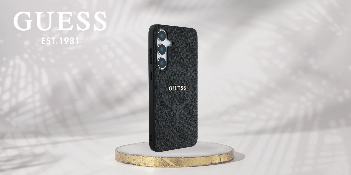 Guess Leather 4G Colored Ring Classic Logo MagSafe Samsung Galaxy S25 Plus dėklas telefonui juodos spalvos aprašymas - Prekės nuotrauka