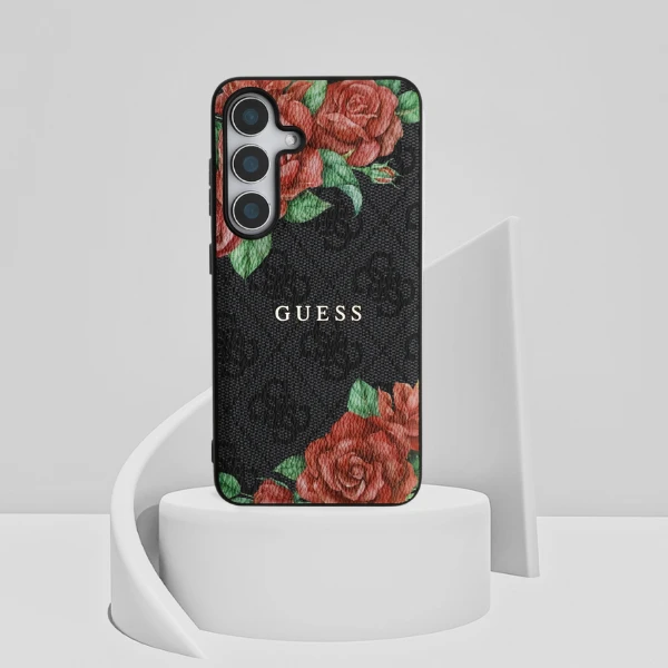 Guess Leather 4G Flowers Print Metal Classic Logo MagSafe Samsung Galaxy S25 dėklas telefonui juodos spalvos aprašymas - Prekės nuotrauka Guess Leather 4G Flowers Print Metal Classic Logo MagSafe Samsung Galaxy S25 dėklas telefonui juodos spalvos aprašymas - Prekės nuotrauka