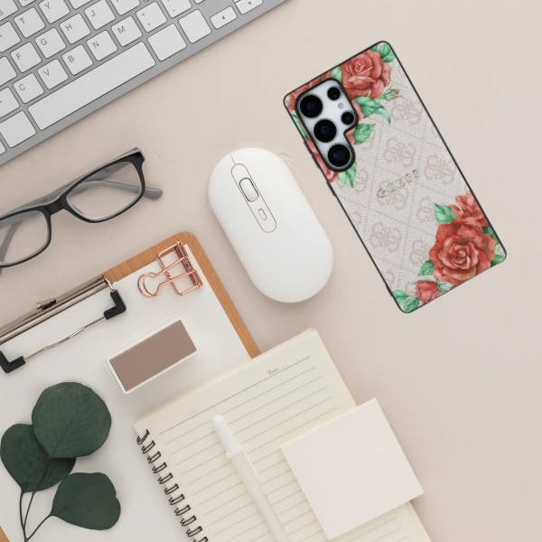 Dėklas Guess Leather 4G Flowers Print Metal Classic Logo MagSafe Samsung Galaxy S25 Ultra dėkals telefonui rožinės spalvos aprašymas - Prekės nuotrauka Dėklas Guess Leather 4G Flowers Print Metal Classic Logo MagSafe Samsung Galaxy S25 Ultra dėkals telefonui rožinės spalvos aprašymas - Prekės nuotrauka