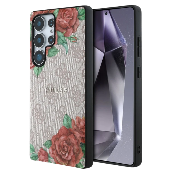 Dėklas Guess Leather 4G Flowers Print Metal Classic Logo MagSafe Samsung Galaxy S25 Ultra dėkals telefonui rožinės spalvos aprašymas - Prekės nuotrauka Dėklas Guess Leather 4G Flowers Print Metal Classic Logo MagSafe Samsung Galaxy S25 Ultra dėkals telefonui rožinės spalvos aprašymas - Prekės nuotrauka