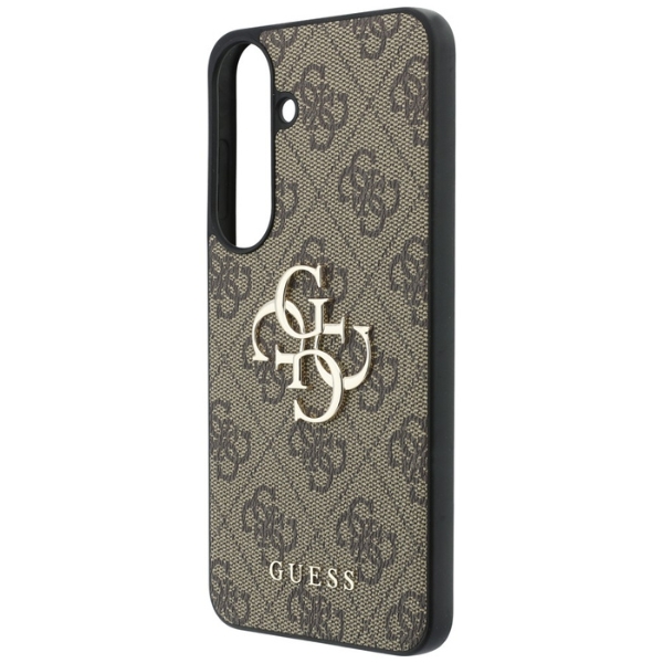 Guess Leather 4G Metal Logo dėklas, skirtas Samsung Galaxy S26 FE, rudas aprašymas - Prekės nuotrauka