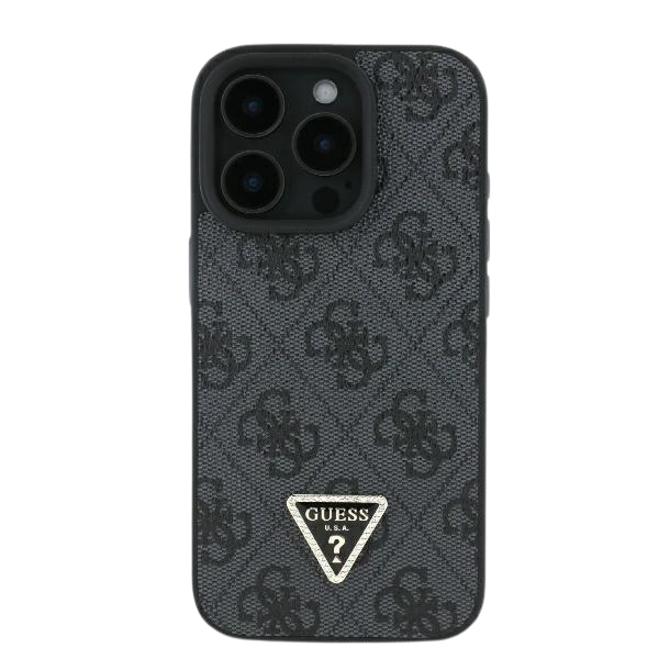 Guess Leather 4G Triangle Strass MagSafe Apple iPhone 16 Pro Max – dėklas telefonui juodos spalvos aprašymas - Prekės nuotrauka Guess Leather 4G Triangle Strass MagSafe Apple iPhone 16 Pro Max – dėklas telefonui juodos spalvos aprašymas - Prekės nuotrauka