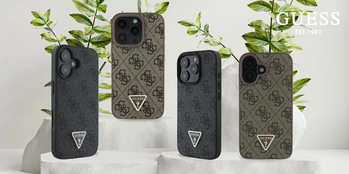 Guess Leather 4G Triangle Strass MagSafe Apple iPhone 16 Pro Max – dėklas telefonui rudos spalvos aprašymas - Prekės nuotrauka Guess Leather 4G Triangle Strass MagSafe Apple iPhone 16 Pro Max – dėklas telefonui rudos spalvos aprašymas - Prekės nuotrauka