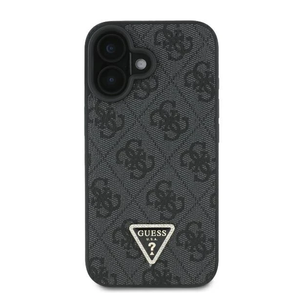 Guess Leather Metal Logo Strass Crossbody Apple iPhone 16 - dėklas telefonui juodos spalvos aprašymas - Prekės nuotrauka