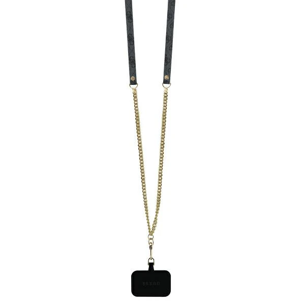 Guess Leather Metal Logo Strass Crossbody Apple iPhone 16 - dėklas telefonui juodos spalvos aprašymas - Prekės nuotrauka