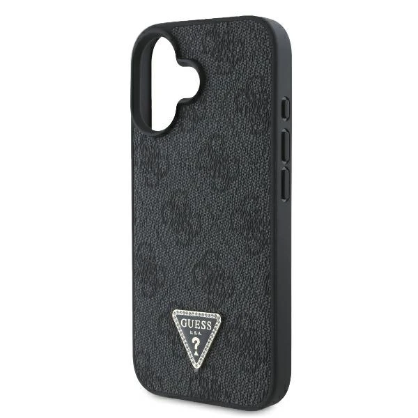Guess Leather Metal Logo Strass Crossbody Apple iPhone 16 - dėklas telefonui juodos spalvos aprašymas - Prekės nuotrauka