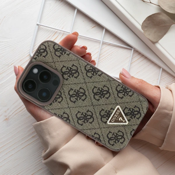 Guess Leather Metal Logo Strass Crossbody Apple iPhone 16 - dėklas telefonui mėlynos spalvos aprašymas - Prekės nuotrauka