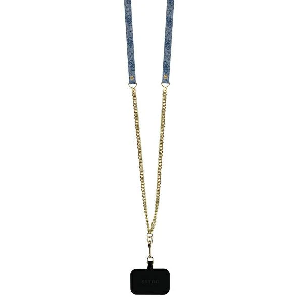 Guess Leather Metal Logo Strass Crossbody Apple iPhone 16 Pro - dėklas telefonui mėlynos spalvos aprašymas - Prekės nuotrauka Guess Leather Metal Logo Strass Crossbody Apple iPhone 16 Pro - dėklas telefonui mėlynos spalvos aprašymas - Prekės nuotrauka