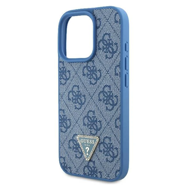 Guess Leather Metal Logo Strass Crossbody Apple iPhone 16 Pro - dėklas telefonui mėlynos spalvos aprašymas - Prekės nuotrauka Guess Leather Metal Logo Strass Crossbody Apple iPhone 16 Pro - dėklas telefonui mėlynos spalvos aprašymas - Prekės nuotrauka